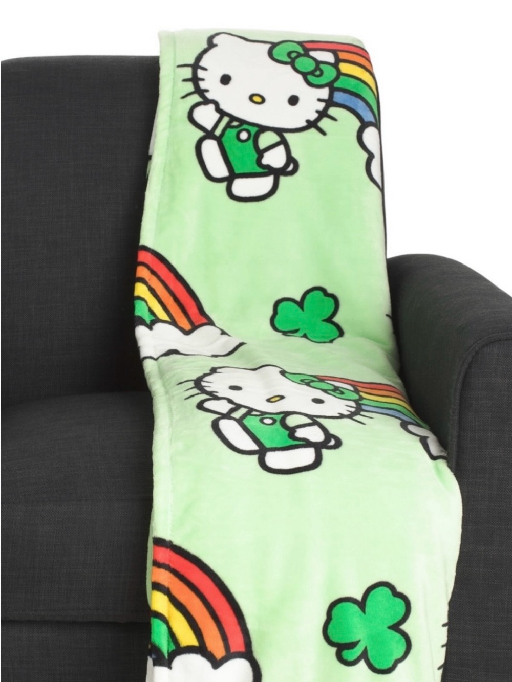 Hello Kitty Soft Shamrock Rainbow Blanket